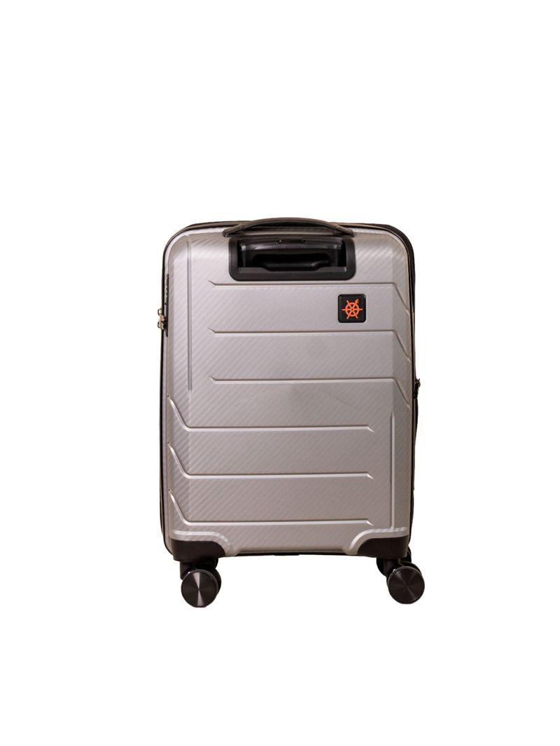 Mala Pequena de Bordo Navegat Expansível Cinza Metálico Rodas Duplas Cadeado TSA Polipropileno