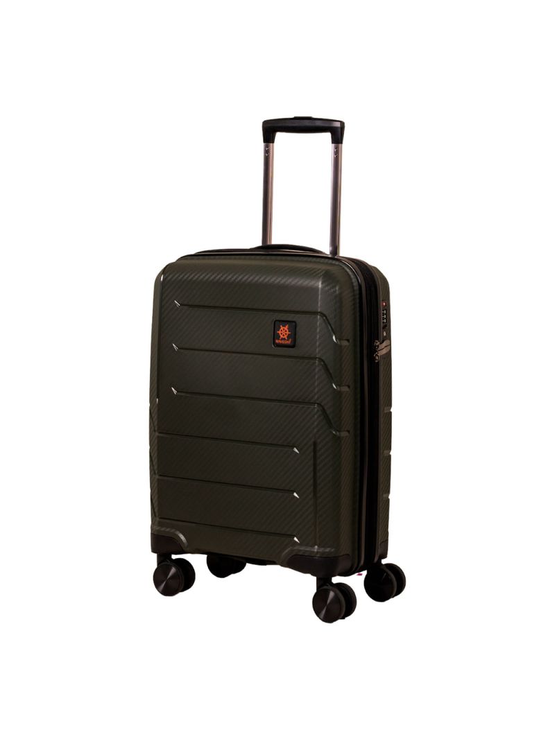 Mala Pequena de Bordo Navegat Expansível Verde Militar Rodas Duplas Cadeado TSA Polipropileno