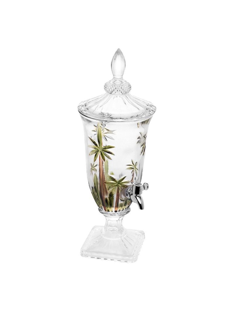 Suqueira cristal ecológico pé e tampa palm tree handpaint 2l