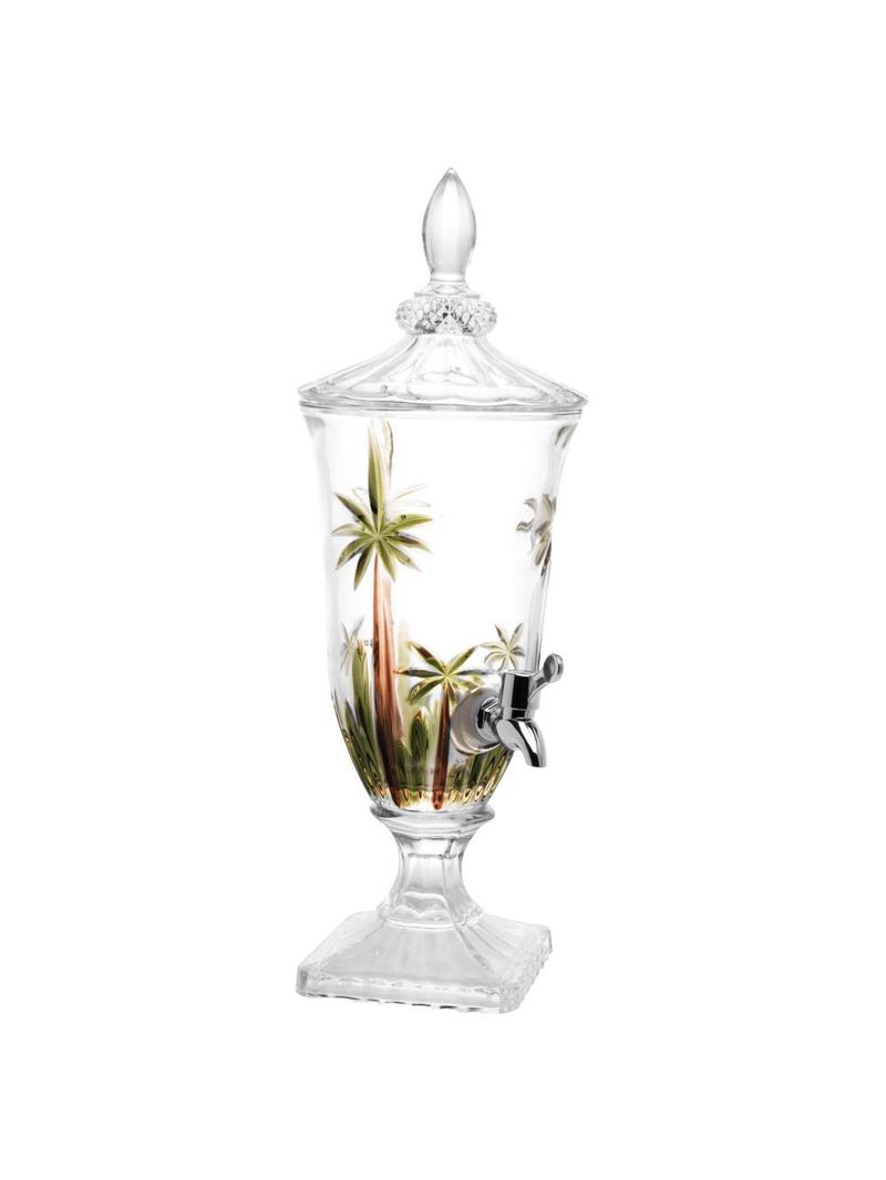Suqueira cristal ecológico pé e tampa palm tree handpaint 2l