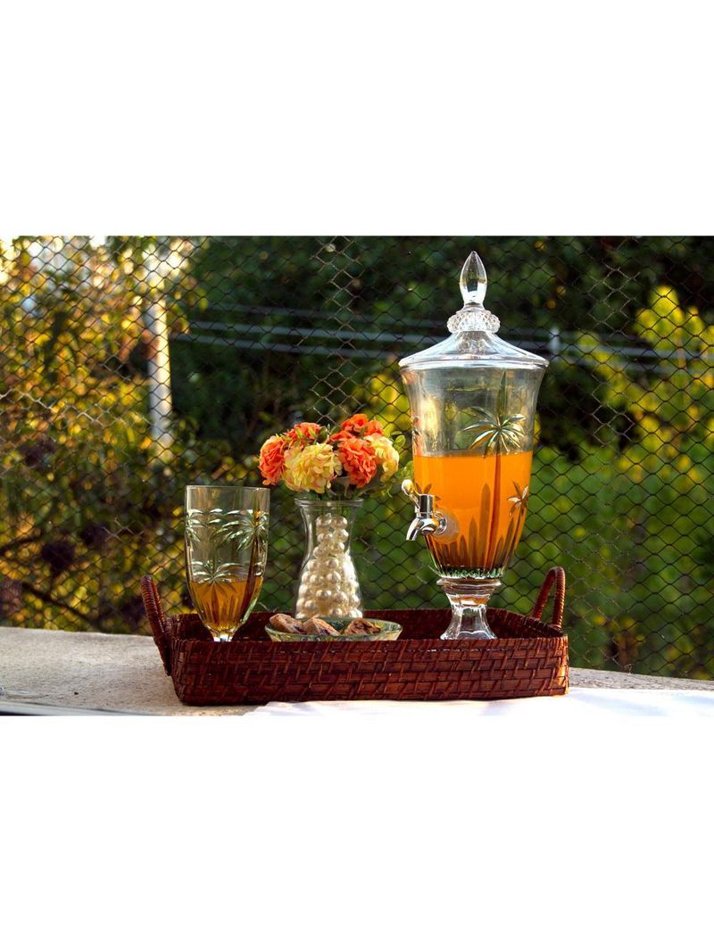 Suqueira cristal ecológico pé e tampa palm tree handpaint 2l