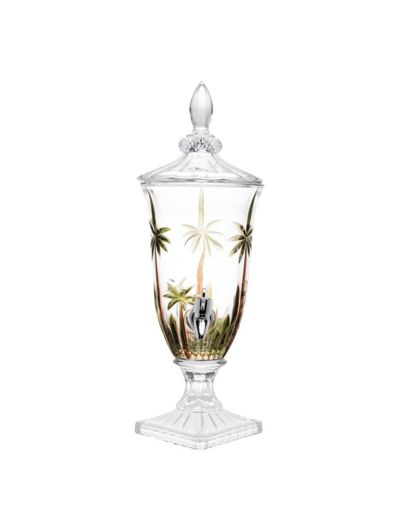 Suqueira cristal ecológico pé e tampa palm tree handpaint 2l