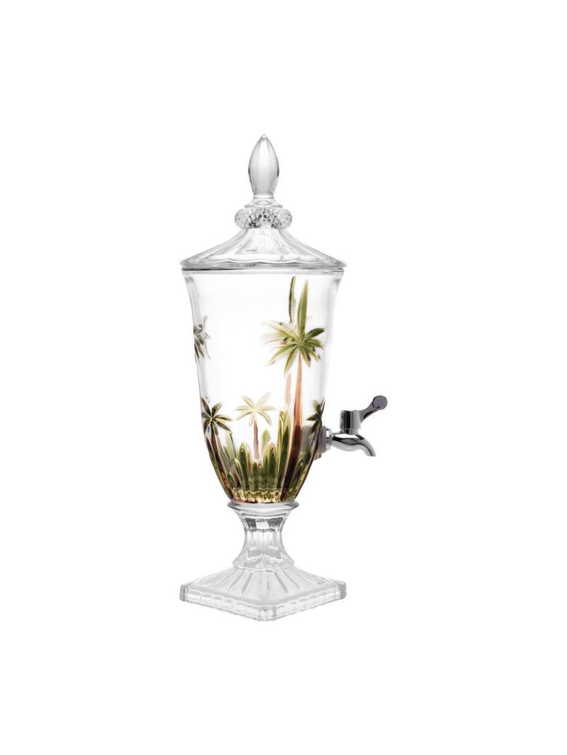 Suqueira cristal ecológico pé e tampa palm tree handpaint 2l