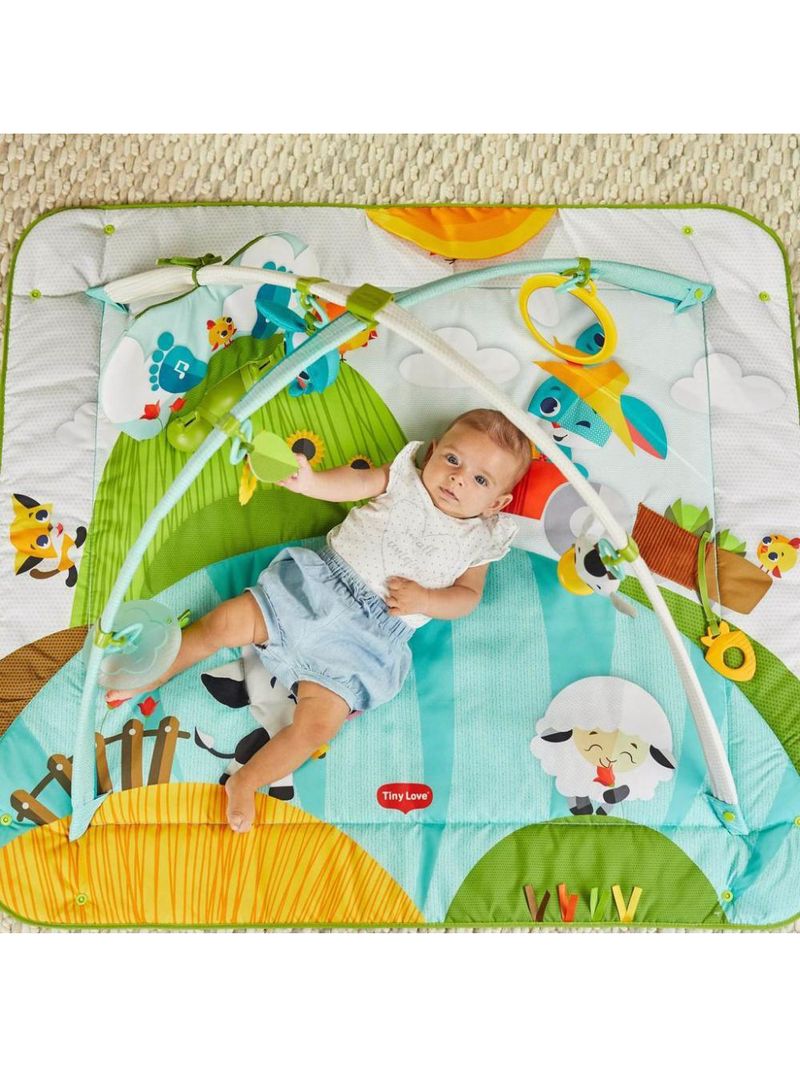 Tapete e ginásio de atividades gymini kick  play tiny farm - tiny love