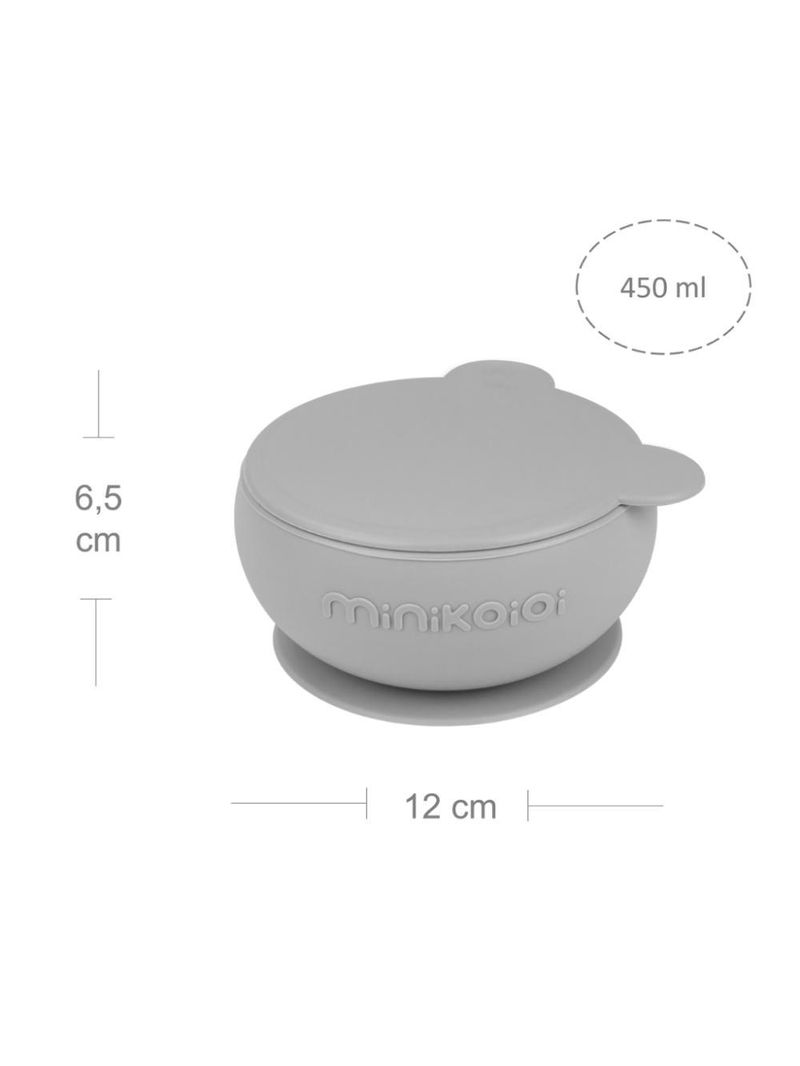 Tigela urso de silicone bowly 450ml powder grey - minikoioi