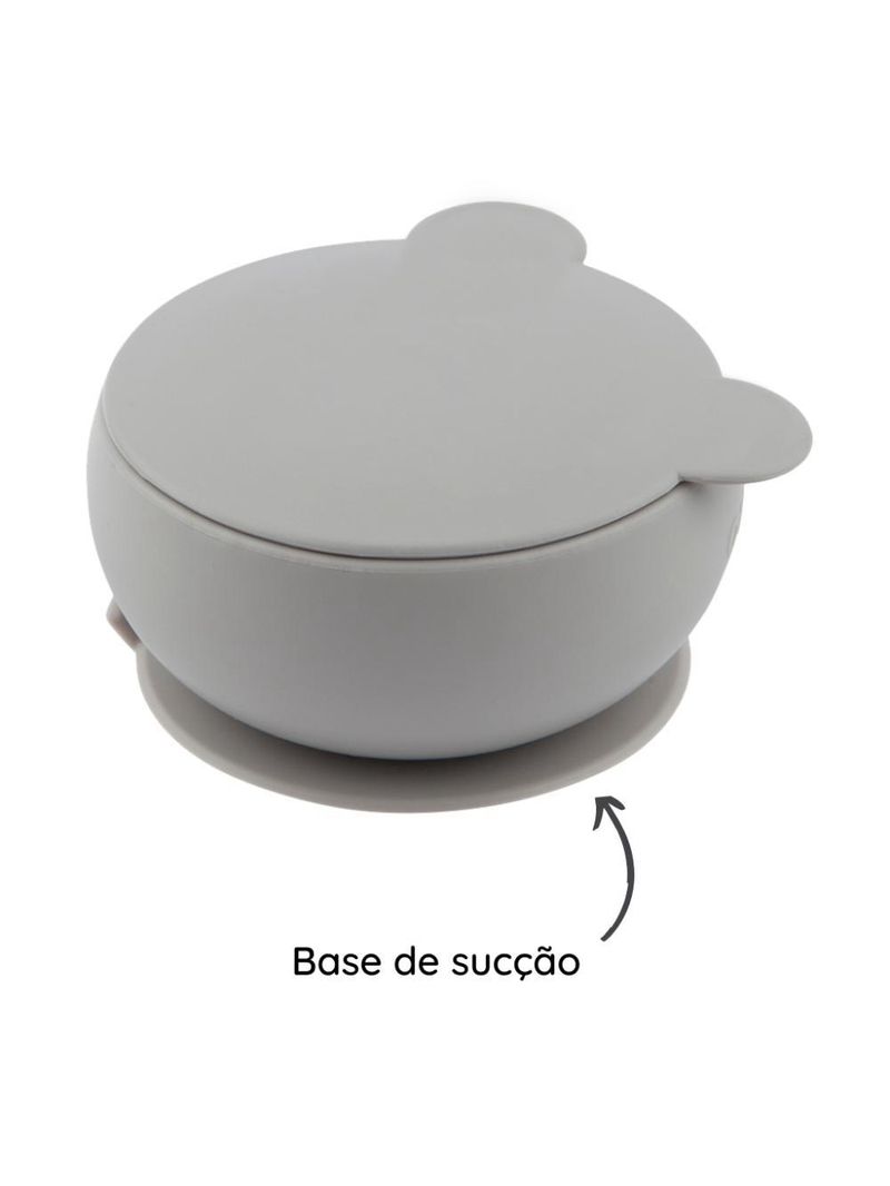 Tigela urso de silicone bowly 450ml powder grey - minikoioi