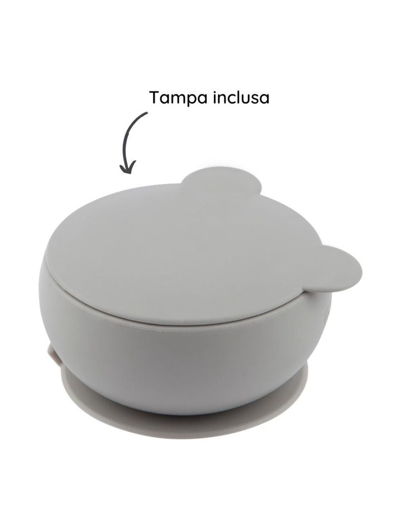 Tigela urso de silicone bowly 450ml powder grey - minikoioi