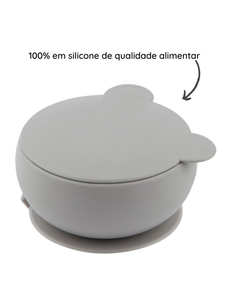Tigela urso de silicone bowly 450ml powder grey - minikoioi
