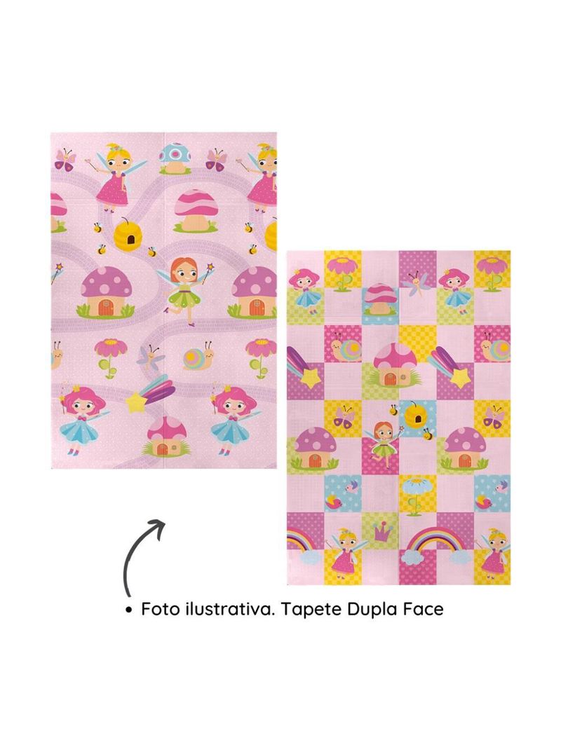 Tapete dobrável dupla face 120 x 180 cm fadinha rosa - buba