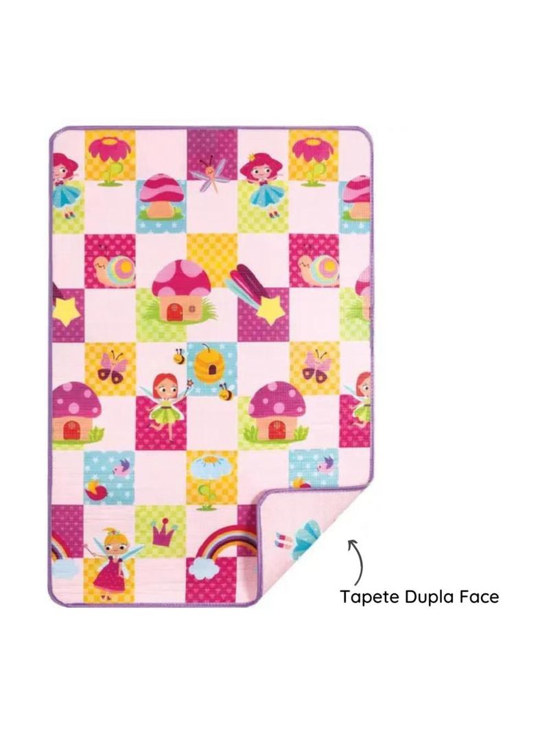 Tapete dobrável dupla face 120 x 180 cm fadinha rosa - buba