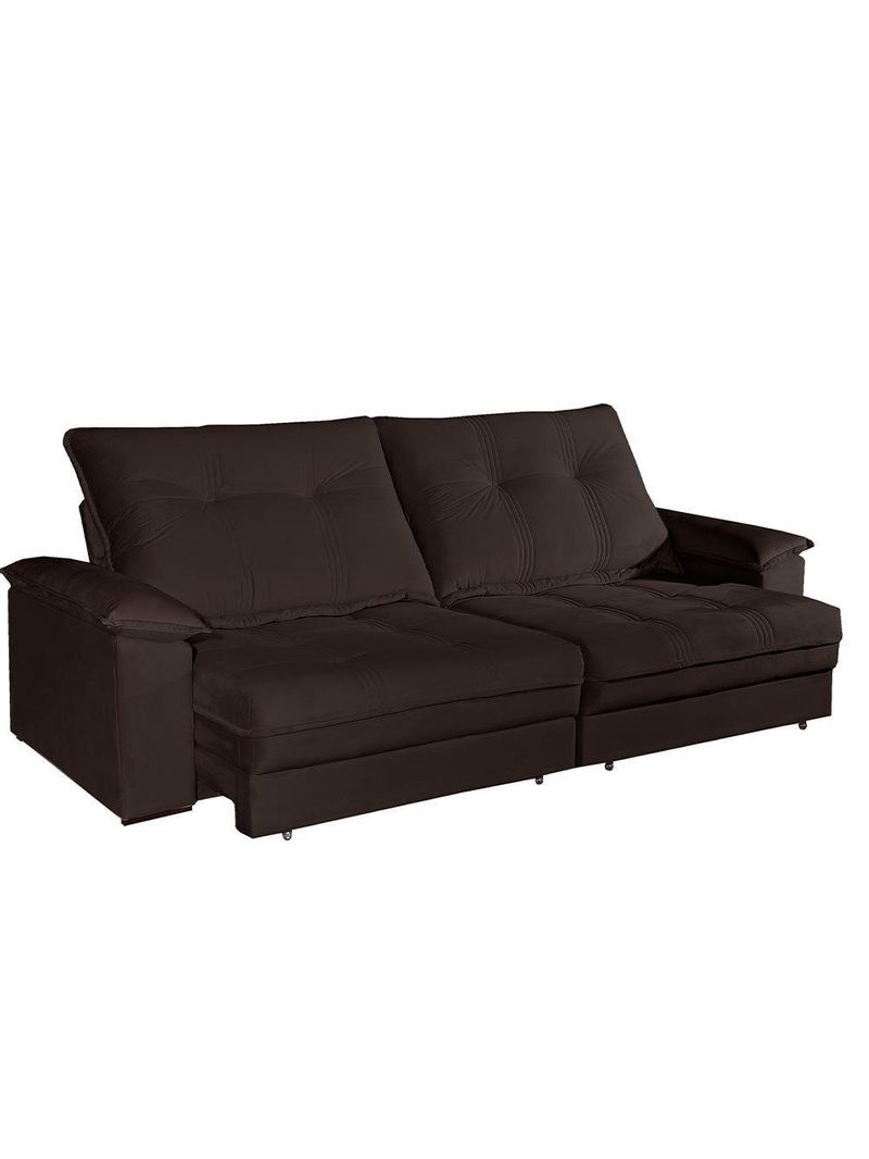 Sofá Retrátil E Reclinável 2 Lugares 2,90m Veludo Veneza Bom Pastor Marrom