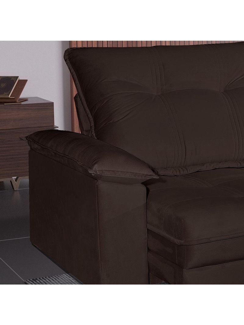 Sofá Retrátil E Reclinável 2 Lugares 2,90m Veludo Veneza Bom Pastor Marrom
