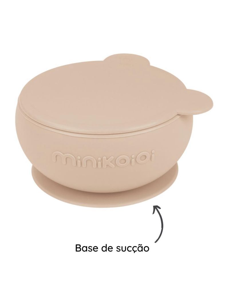 Tigela urso de silicone bowly 450ml bubble beige - minikoioi