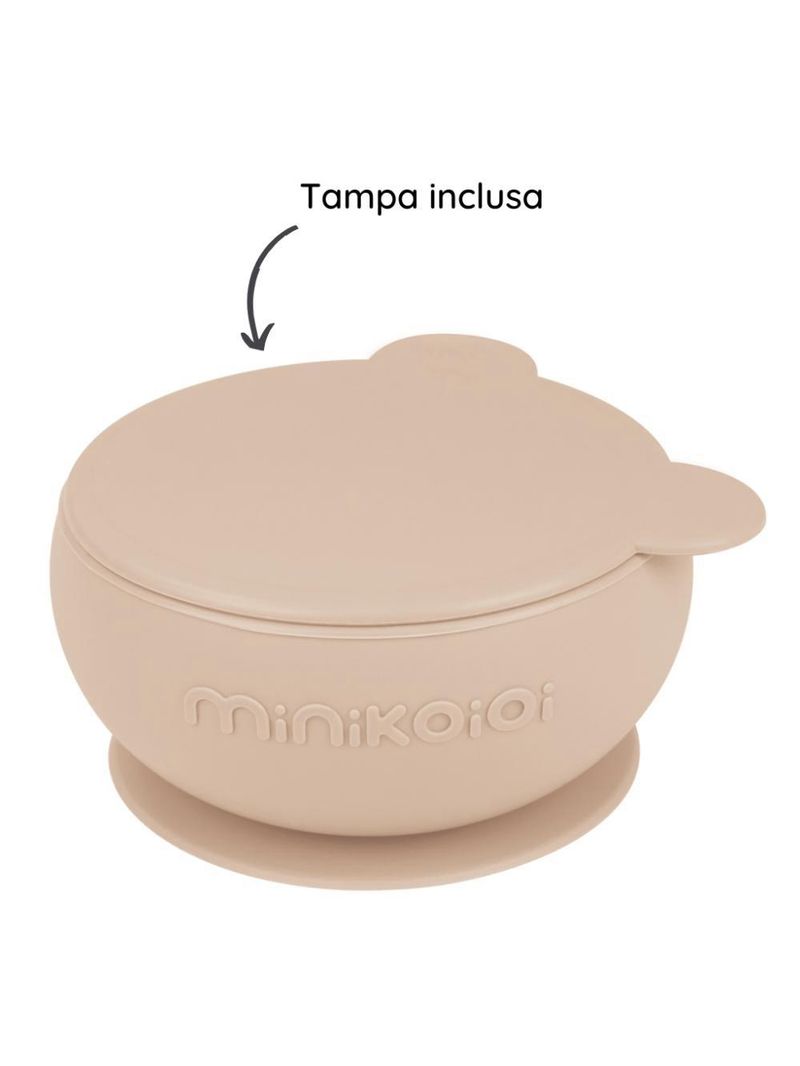 Tigela urso de silicone bowly 450ml bubble beige - minikoioi