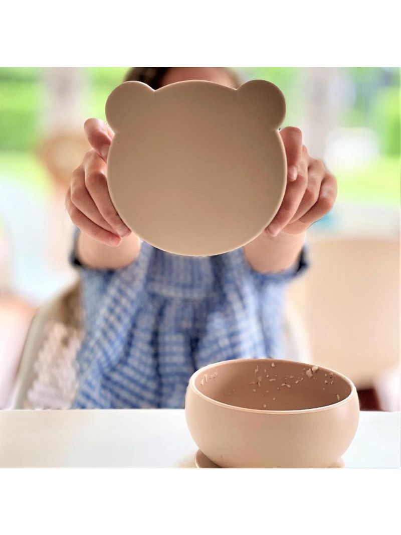 Tigela urso de silicone bowly 450ml bubble beige - minikoioi