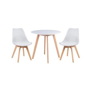 Conjunto Mesa Jantar Leda 80cm Branca + 2 Cadeiras Leda - Brancas