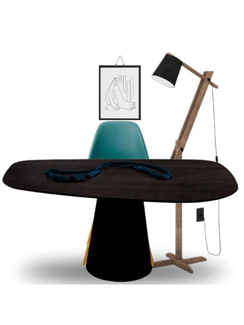 Mesa De Jantar Cone Organica Flower 180x100cm Madeira ébano