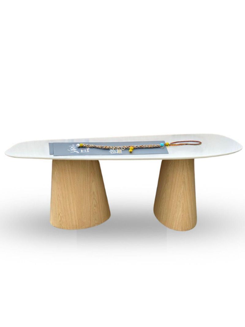 Mesa De Jantar Orgânica 160x90cm Base Carvalho Tampo Laca