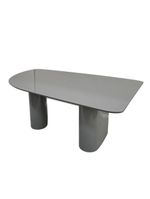 Mesa De Jantar Orgânica Stella 160x90cm Base Cinza Tampo Cinza