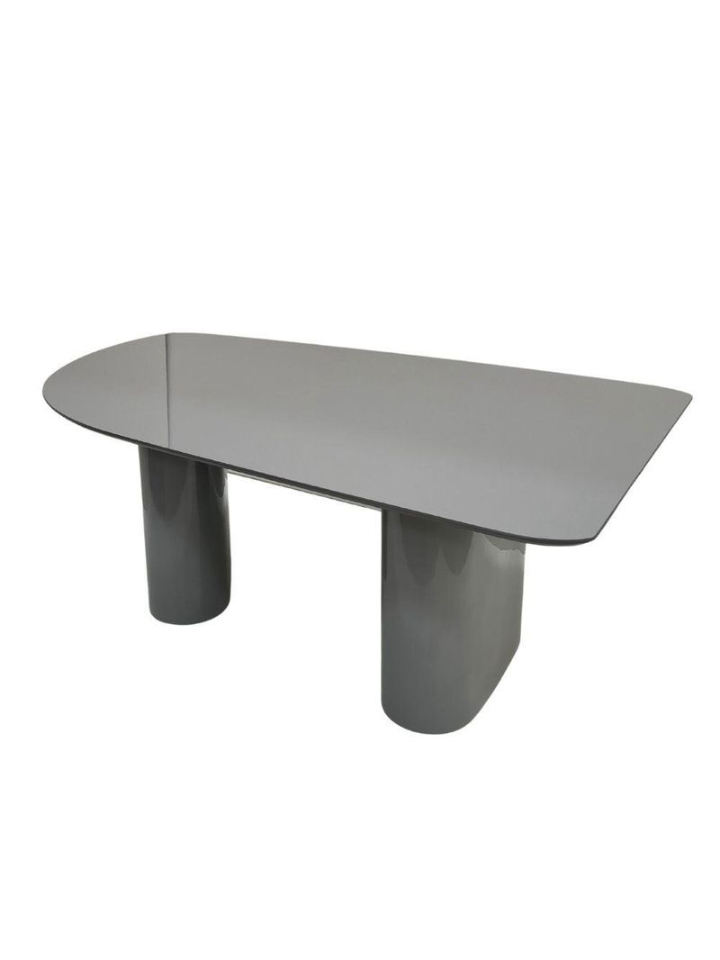 Mesa De Jantar Orgânica Stella 160x90cm Base Cinza Tampo Cinza