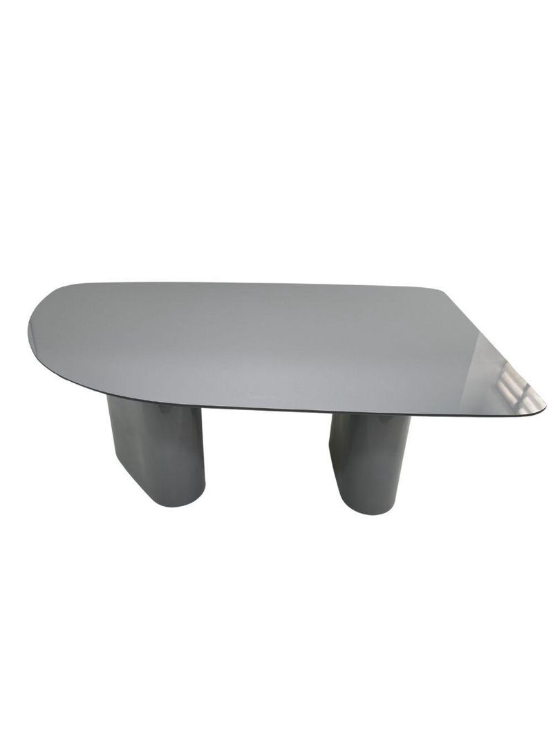 Mesa De Jantar Orgânica Stella 160x90cm Base Cinza Tampo Cinza