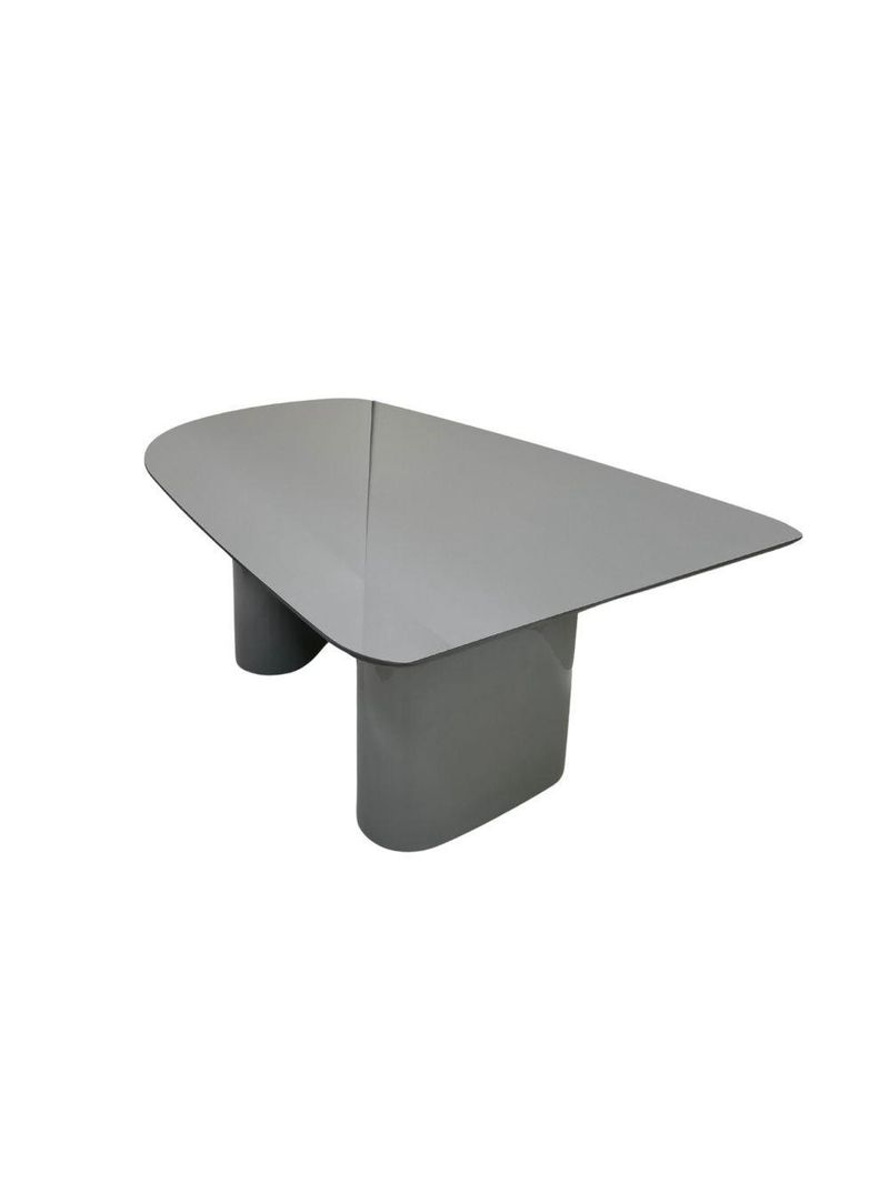 Mesa De Jantar Orgânica Stella 160x90cm Base Cinza Tampo Cinza