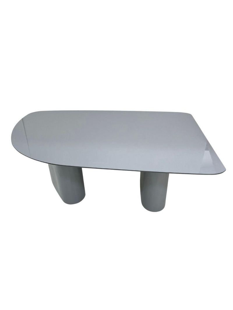 Mesa De Jantar Orgânica Stella 160x90cm Base Cinza Tampo Cinza