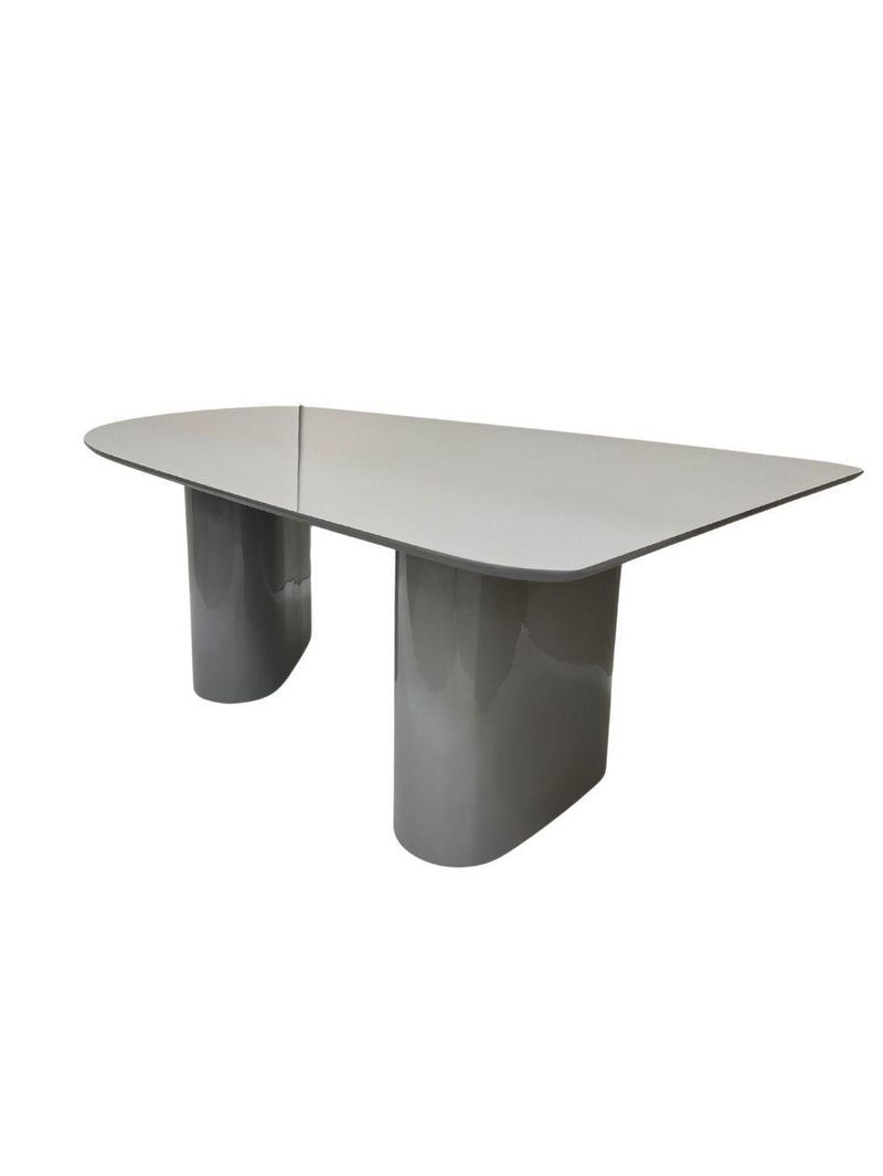 Mesa De Jantar Orgânica Stella 160x90cm Base Cinza Tampo Cinza