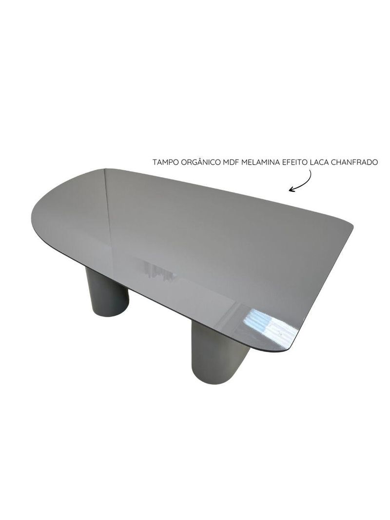Mesa De Jantar Orgânica Stella 160x90cm Base Cinza Tampo Cinza