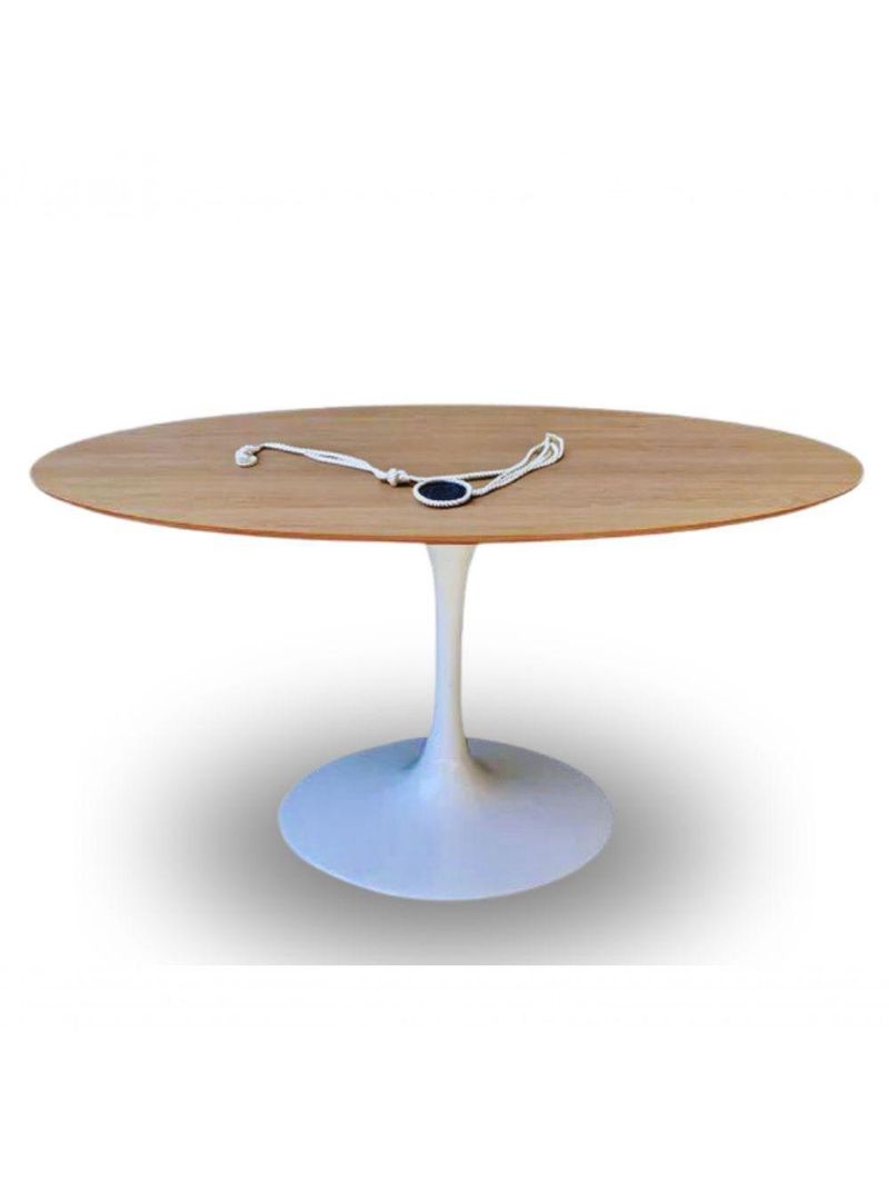 Mesa De Jantar Tulipa Saarinen Redonda 244x137cm Tampo Cor Jade