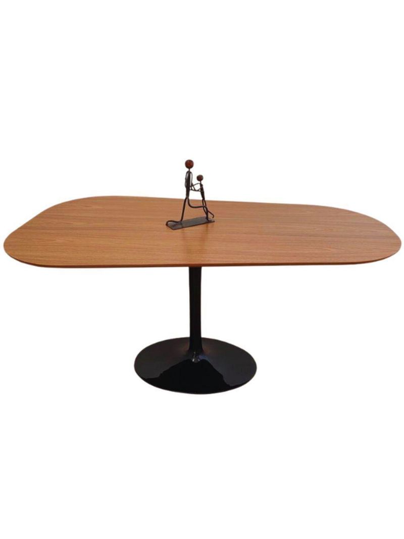 Saarinen Organica Oval Preta 180x100 Em Freijo