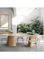 Mesa De Jantar Orgânica 244x137cm Base Carvalho Tampo Laca