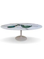 Mesa De Jantar Tulipa Saarinen Oval 180x100cm Testurizado Marmore