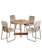 Conjunto Sala De Jantar 4 Cadeiras Belluno Carraro Nogal E Rosê