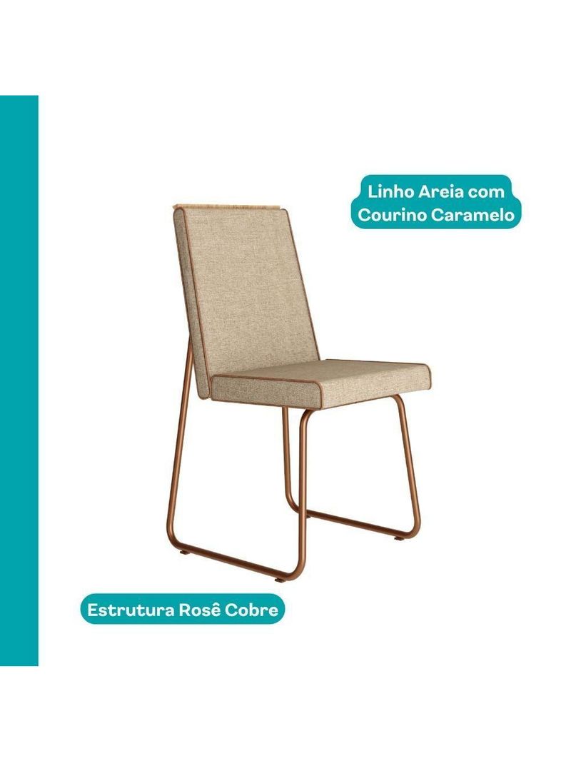 Conjunto Sala De Jantar 4 Cadeiras Belluno Carraro Nogal E Rosê