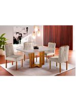 Kit Jantar 4 Lug Mesa E Cadeiras Mel/Off White/ Bege Areia