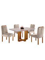 Kit Jantar 4 Lug Mesa E Cadeiras Mel/Off White/ Bege Areia
