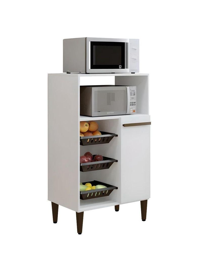 Balcão Com Fruteira 1 Porta Berlim Kaiki Móveis Branco