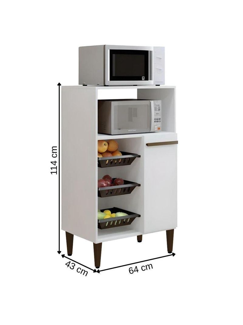 Balcão Com Fruteira 1 Porta Berlim Kaiki Móveis Branco