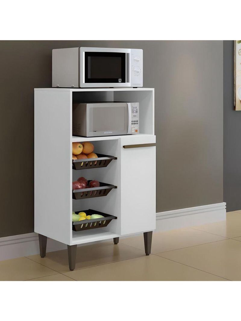 Balcão Com Fruteira 1 Porta Berlim Kaiki Móveis Branco