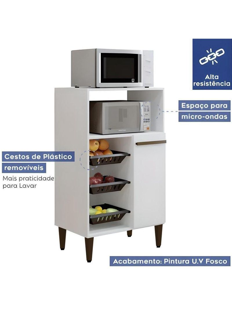 Balcão Com Fruteira 1 Porta Berlim Kaiki Móveis Branco