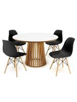 Conjunto Mesa De Jantar Redonda 4 Cadeiras Eames Eiffel