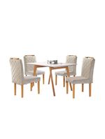 Conjunto Sala De Jantar Mônaco 4 Cadeiras Off White
