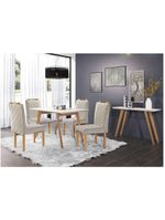 Conjunto Sala De Jantar Mônaco 4 Cadeiras Off White