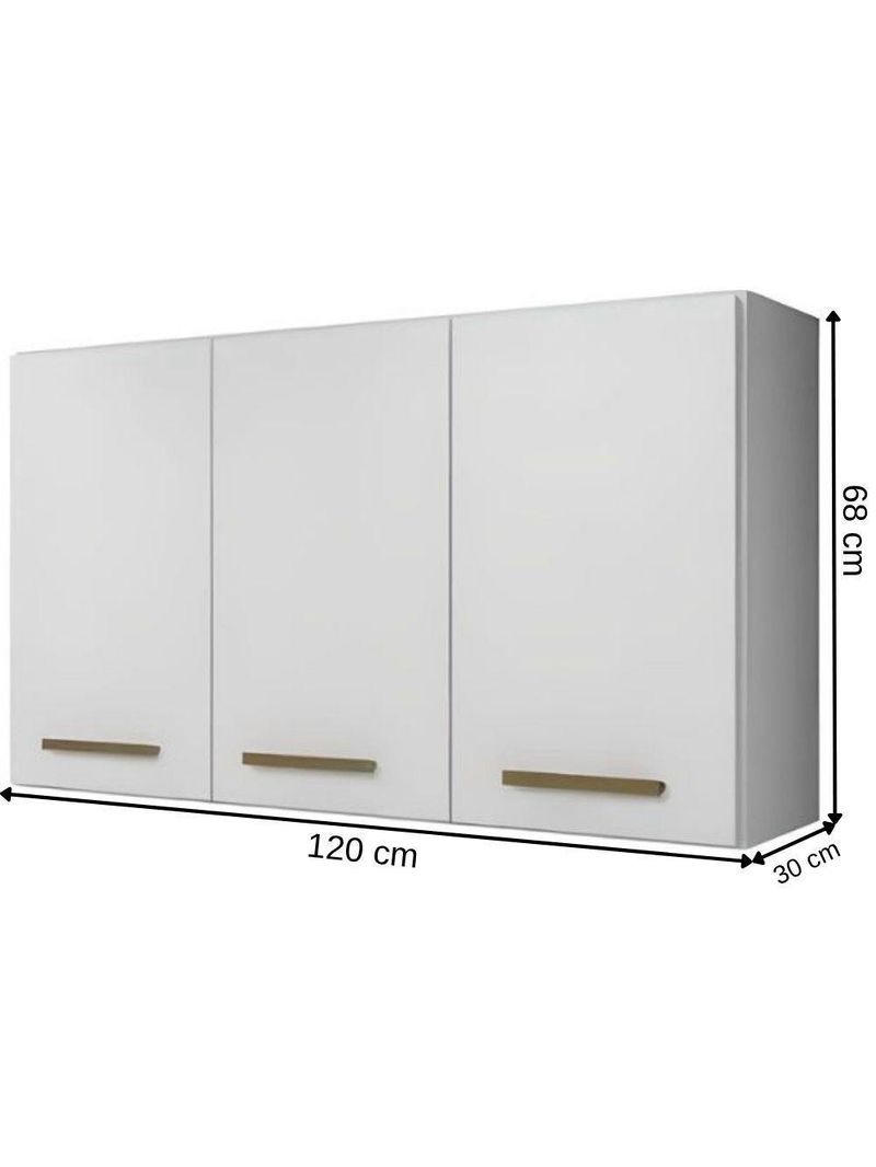 Armário Aéreo 3 Portas étios Kaiki Móveis Branco