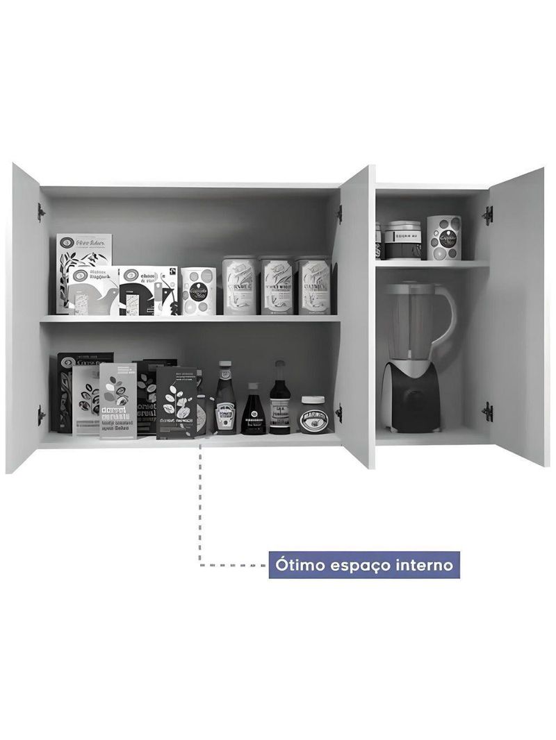 Armário Aéreo 3 Portas étios Kaiki Móveis Branco