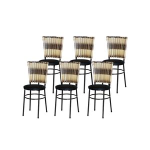 6 Cadeiras Para Mesa Preta Hawai Cappuccino Premium Preto