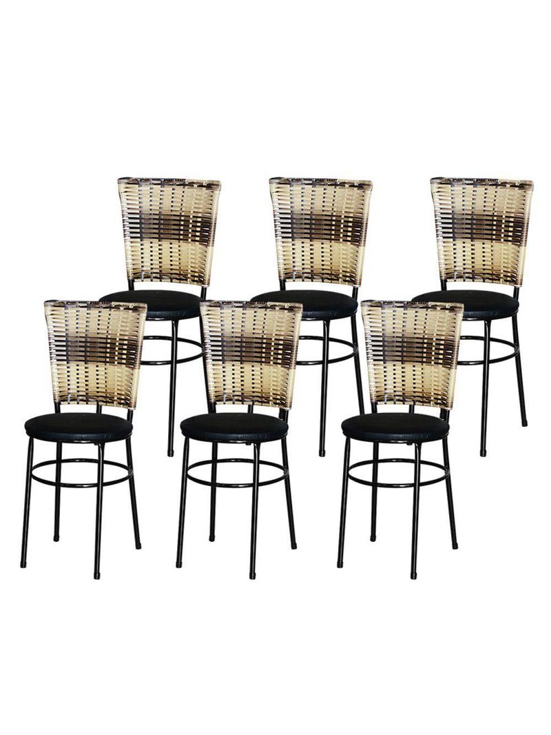 6 Cadeiras Para Mesa Preta Hawai Cappuccino Premium Preto