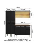 Armário De Cozinha Compacta 169cm Rustic/preto Emilly Madesa 09 Rustic/preto Rustic/preto