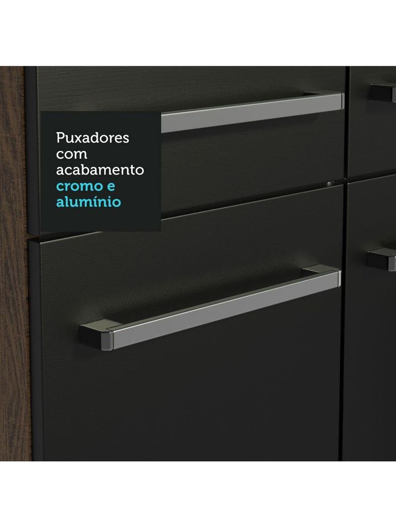 Armário De Cozinha Compacta 169cm Rustic/preto Emilly Madesa 09 Rustic/preto Rustic/preto